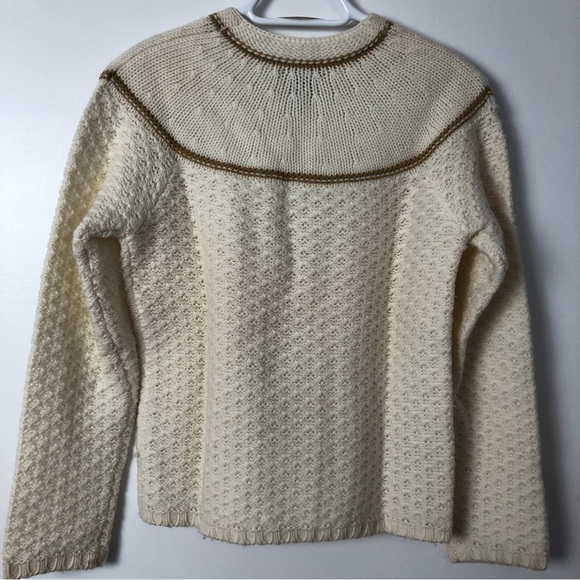 VINTAGE ROOTS 100% wool cream chunky knit sweater, size S - Picture 2 of 8